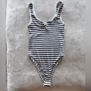 Zara Black and White Striped Bodysuit